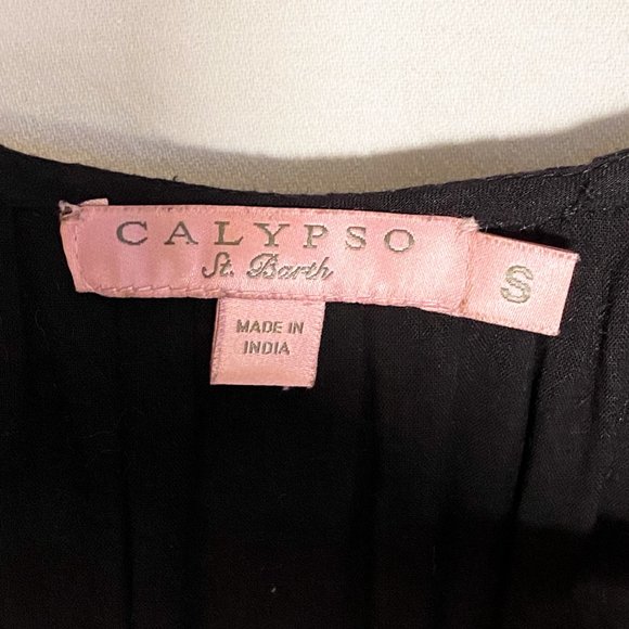 Calypso Black Cotton Crinkle Dress with Gold Sequins - Picture 6 of 9